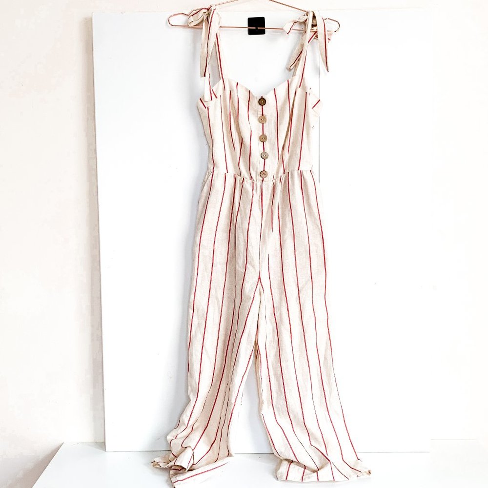 NWT moon river striped jumpsuit w/tie straps - Picture 2 of 7